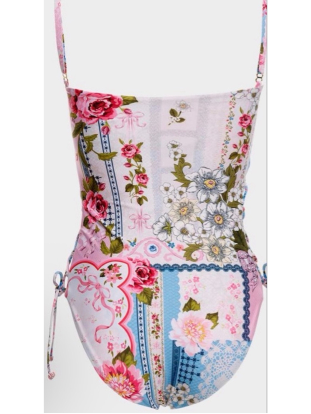 New Agua Bendita Mariel Meraki Floral 1 Piece Swimsuit M White Pink - Picture 5 of 9